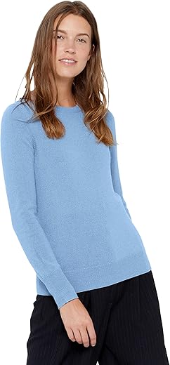 State Cashmere Women’s Essential Crewneck Sweater 100% Pure Cashmere Classic Long Sleeve Pullover