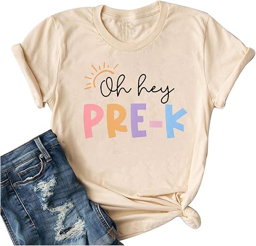 Teacher Shirt Women Oh Hey Pre-K Tshirt Preschool Teacher Shirts Teaching Gift Kindness Tee Casual Summer Holiday Top