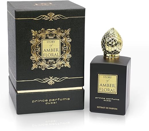 The Story Of Amber Floral By Prince Parfums Dubai - 3.4 Ounces Women'S Extrait De Parfum - Enchanting Essence Of White Florals, Jasmine, &Amp; Bulgarian Rose - Luxurious Vanilla &Amp; Sandalwood Symphony