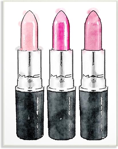 The Stupell Home Decor Collection Three Pink Lipsticks Wall Plaque Art, Multicolor