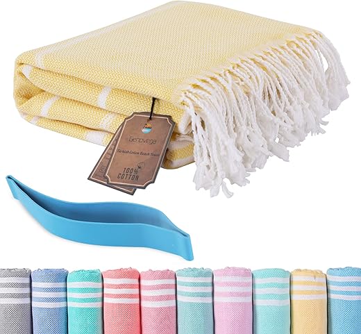 Turkish Beach Pool Towels With Towel Band Chair Clips Carnival Cruise Ship Essentials Oversized Extra Large Xl Big Summer Vacation Travel Accessories Must Haves Women Gifts Clearance Necessities