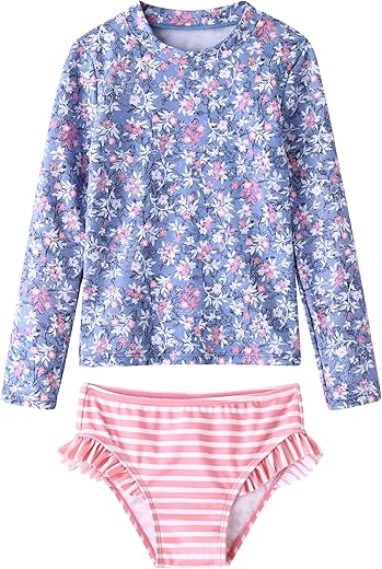 Umelok Toddler And Little Girls Rash Guard Sets With Bikini Bottoms Swimwear