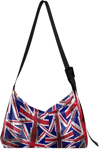 Unisex Shoulder Bag Crossbody Handbag Distressed-Uk-British-Flag Women Casual Hobo Bag Lightweight Pu Leather Tote