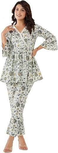 Vihaan Impex Women'S Ethnic Coord Set Crop Top With Palazzo Pant