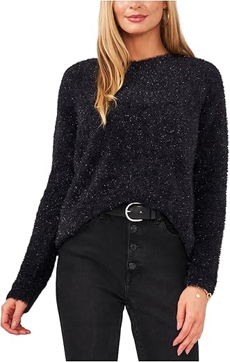 Vince Camuto Womens Black Long Sleeve Crew Neck Sweater M