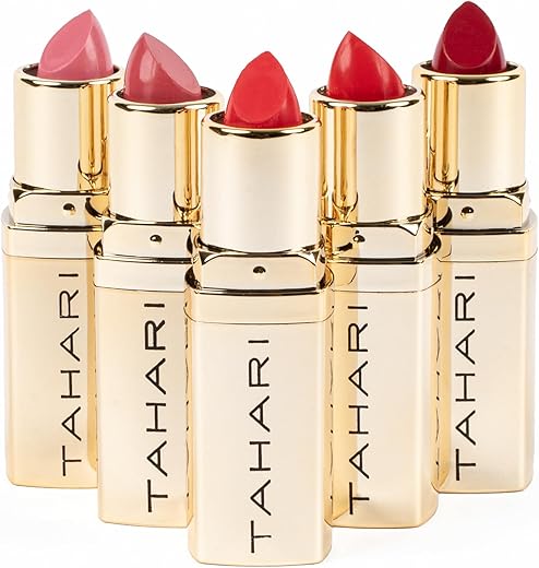 Votum Tahari Lipstick Set, Super Lustrous 5 Piece Gift Set, Multi-Finish, Cream Pearl &Amp; Matte, Pack Of 5 (Red)