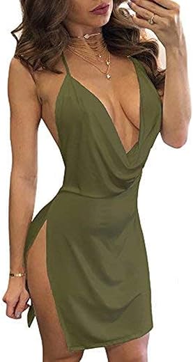 Women'S Sexy Deep V-Neck Mini Club Dress