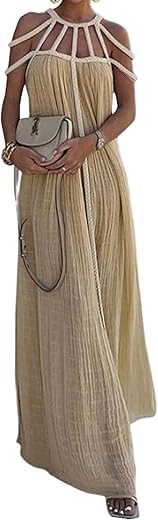 Women'S Sexy Spaghetti Strap Backless Maxi Dress Summer Bodycon Cocktail Party Formal Halter Long Dress Vacation Dress