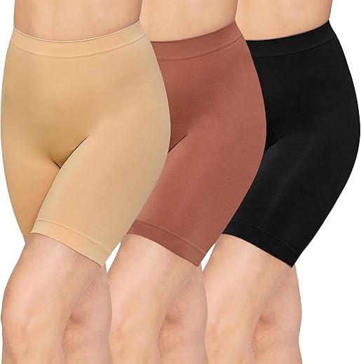 Women'S Slip Shorts For Under Dresses High Waisted Seamless Smooth Shorts 3 Pack