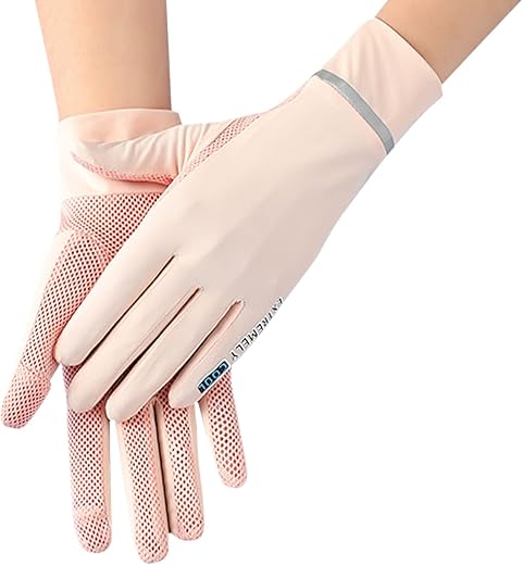 Women Summer Upf 50+ Uv Sun Protection Gloves 2 Fingers Flip Mesh Cooling Breathable Touchscreen Anti Slip Mittens