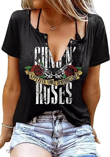 Womens Vintage Rock Music Band Shirts Funny Skeletons Graphic Tees Casual Country Music Tshirt Band Music Lovers T-Shirt