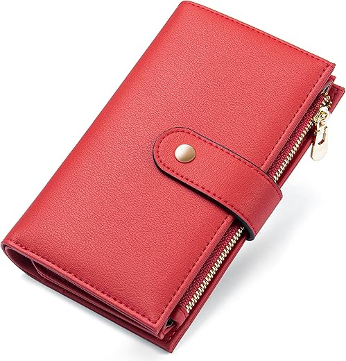 Womens Wallet Rfid Blocking Leather Trifold Clutch Credit Card Holder Ladies Travel Wallet Purse With Pen Holder