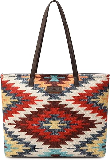 Wrangler Tote Bag For Women Canvas Shoulder Handbag Aztec Purse