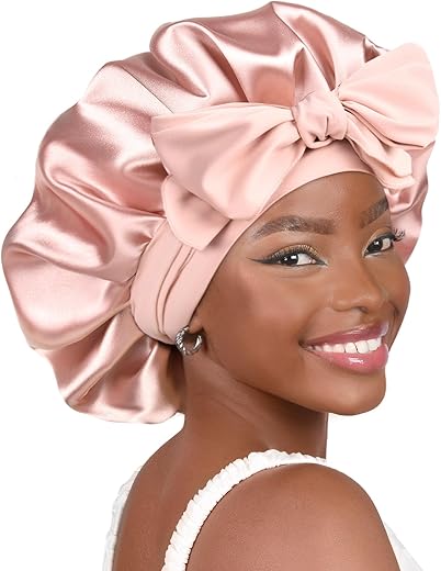 Yanibest Satin Bonnet Silk Bonnet For Sleeping Double Layer Satin Lined Hair Bonnet With Tie Band Bonnets For Women Natural Curly Hair