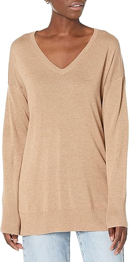 Amazon Essentials Women'S Lightweight Long-Sleeve V-Neck Tunic Sweater (Available In Plus Size)