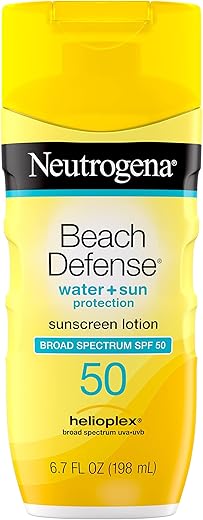 Neutrogena Beach Defense Water-Resistant Sunscreen Lotion With Broad Spectrum Spf 30, Oil-Free And Paba-Free Oxybenzone-Free, Uva/Uvb Sun Protection, Spf 50, 6.7 Fl. Oz