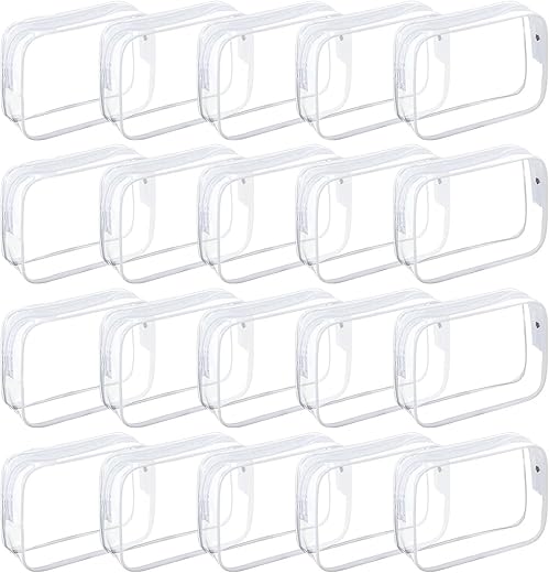 20 Packs Clear Cosmetics Bags For Women Men Waterproof Toiletry Bags Pvc Makeup Bags Organizer Case With Zipper For Travel Bathroom (White)