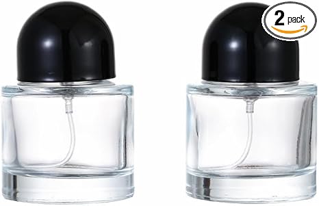 2 Pack Clear Glass Perfume Atomizer,50Ml Round Empty Perfume Spray Bottle,Portable Fragrance Fine Mist Spray Bottle Perfume Dispenser For Travel