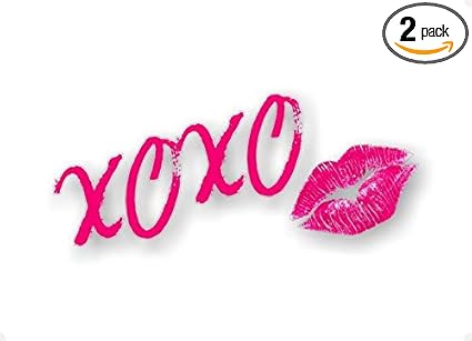 2 Xoxo Kiss Lipstick Kiss Mark 9'' Kissing Lips Decals Car Hot Lips Vinyl Stickers (Clear Background)