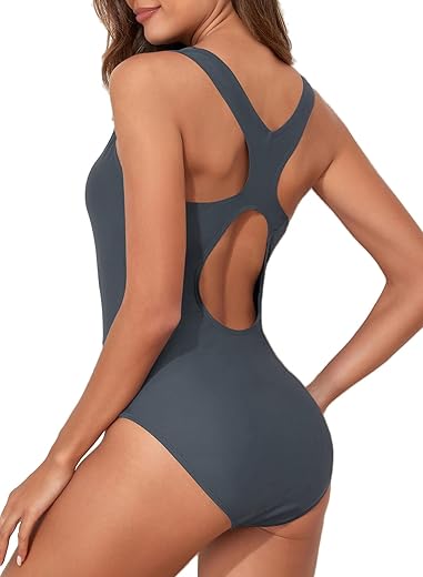 Aleumdr Women'S Athletic One Piece Swimsuit Racerback Cross Back Bathing Suit Training Sport Swimwear 2024