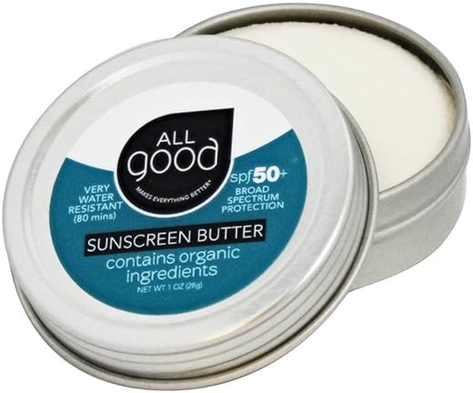 All Good Zinc Butter Sunscreen - Travel Size, Zinc Oxide Face, Nose, Ears Sunscreen, Uva/Uvb Broad Spectrum Spf 50+ Water Resistant, Coral Reef Friendly (1 Oz)