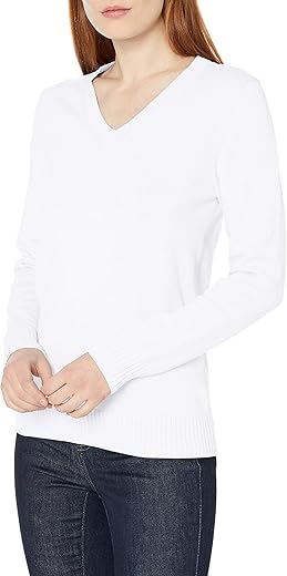 Amazon Essentials Women'S 100% Cotton Long-Sleeve V-Neck Sweater