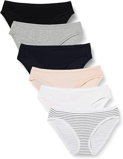 Amazon Essentials Women'S Cotton Bikini Brief Underwear (Available In Plus Size), Pack Of 6