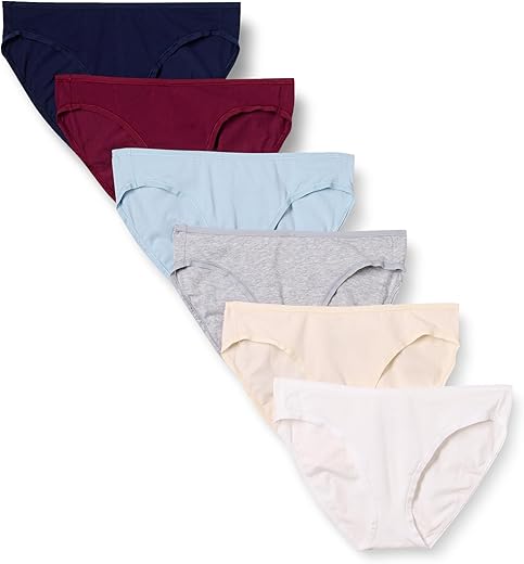 Amazon Essentials Women'S Cotton Bikini Brief Underwear (Available In Plus Size), Pack Of 6