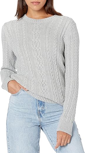 Amazon Essentials Women'S Fisherman Cable Long-Sleeve Crewneck Sweater (Available In Plus Size)