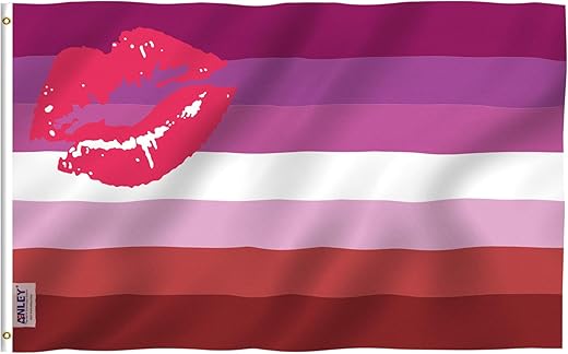 Anley Fly Breeze 3X5 Feet Lipstick Lesbian Flag - Vivid Color And Fade Proof - Canvas Header And Double Stitched - Kiss Lesbian Pride Flag With Brass Grommets 3 X 5 Ft