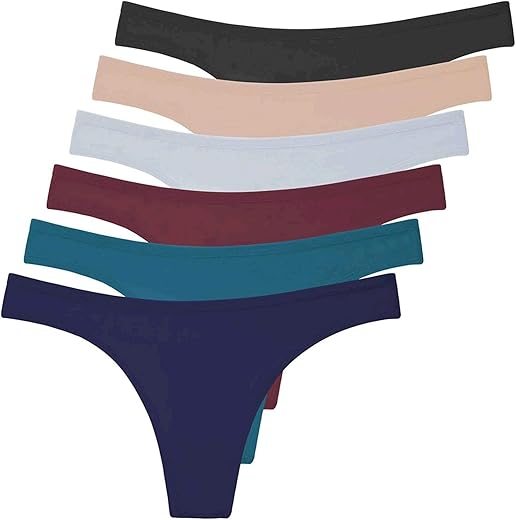 Anzermix Women'S Breathable Cotton Thong Panties Pack Of 6