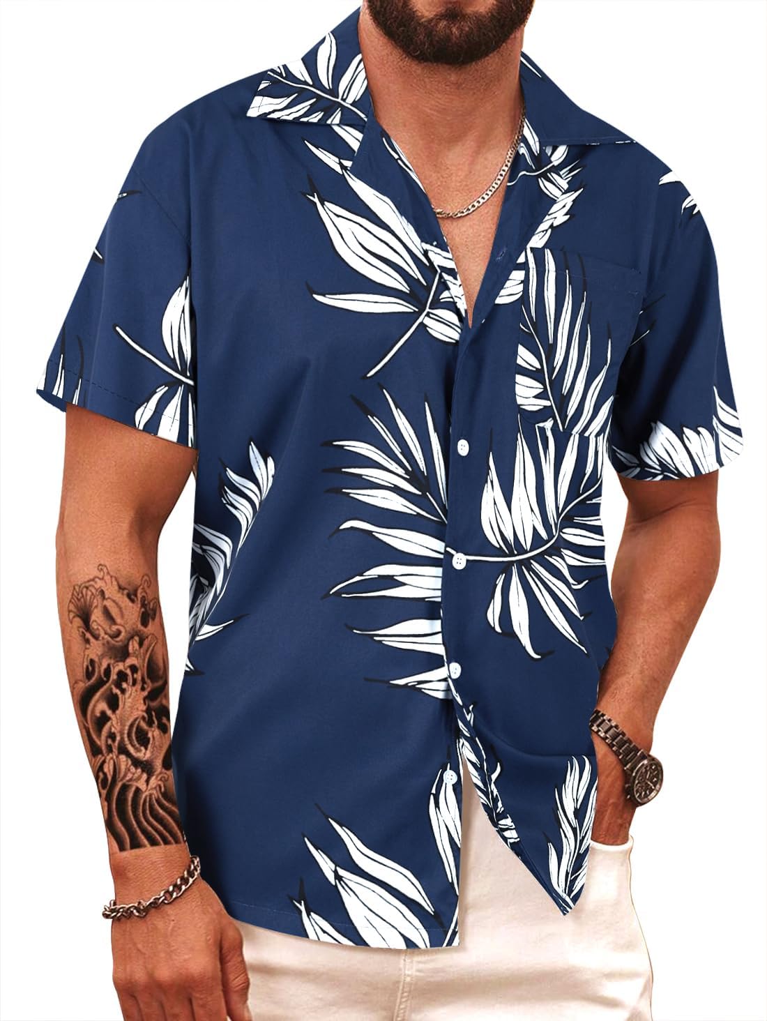 Aptro Men'S Hawaiian Shirt Short Sleeve Summer Beach Tropical Button Down Shirt