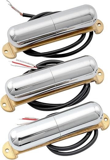 Artec Alnico 5 Guitar Lipstick Pickups Single Coil Neck Middle Bridge Pickups Set For Strat Style Electric Guitar, Chrome