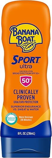 Banana Boat Sport Ultra Spf 50 Sunscreen Lotion, 8Oz | Banana Boat Sunscreen Spf 50 Lotion, Oxybenzone Free Sunscreen, Sunblock Lotion Sunscreen, Banana Boat Lotion, Water Resistant Sunscreen, 8Oz