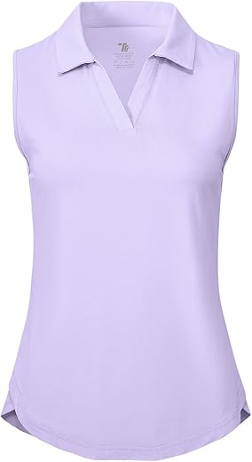 Bgowatu Women'S Sleeveless Golf Polo Shirts Collared V Neck Tennis Tank Tops Upf 50+ Quick Dry Lightweight