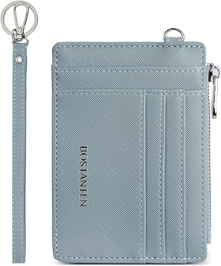 Bostanten Small Wallet For Women Rfid Leather Credit Card Holder Slim Wristlet Keychain Wallet With Zipper Pocket