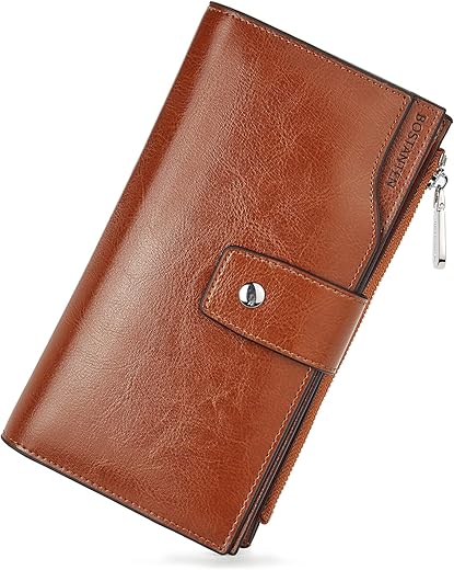 Bostanten Womens Leather Wallets Rfid Blocking Large Capacity Trifold Card Holder Ladies Phone Clutch