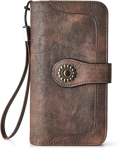 Bostanten Womens Wallet Leather Large Capacity Wristlet Clutch Purse Credit Card Holder Coffee