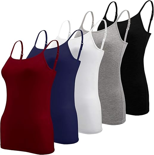 Bqtq 5 Pcs Women'S Camisole Tank Top Undershirt Spaghetti Strap Basic Camisoles