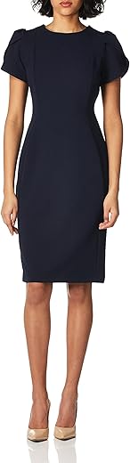 Calvin Klein Women'S Tulip Sleeved Above The Knee Sheath Dress