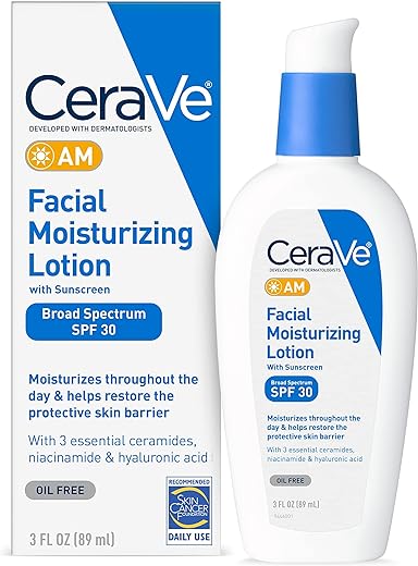 Cerave Am Facial Moisturizing Lotion With Spf 30 | Oil-Free Face Moisturizer With Spf | Formulated With Hyaluronic Acid, Niacinamide &Amp; Ceramides | Non-Comedogenic | Broad Spectrum Sunscreen | 3 Ounce