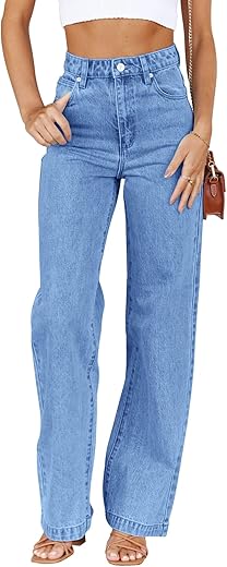 Cicy Bell Women'S High Waisted Jeans Boyfriend Baggy Straight Leg Casual Denim Pants With Pockets