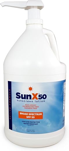 Coretex Sun X 50 Spf Sunscreen Lotion (1 Gallon Jug &Amp; Pump) - Free Of Parabens, Oxybenzone, &Amp; Octinoxate - Oil Free, Broad Spectrum (Uva/Uvb) Sunscreen - Water &Amp; Sweat Resistant Up To 80 Min.