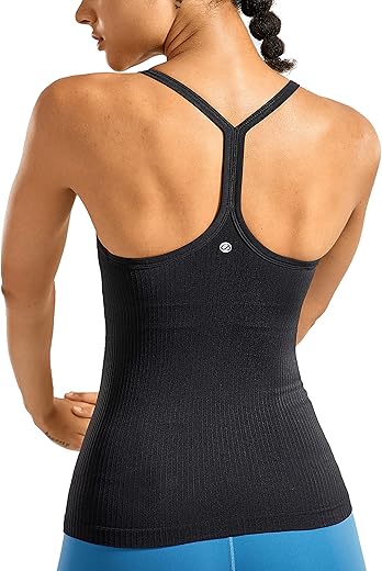 Crz Yoga Seamless Workout Tank Tops For Women Racerback Athletic Camisole Sports Shirts With Built In Bra