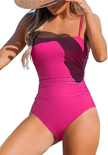 Cupshe Women Swimsuit One Piece Bathing Suit Square Neck Cutout Back Tummy Control With Adjustable Spaghetti Straps