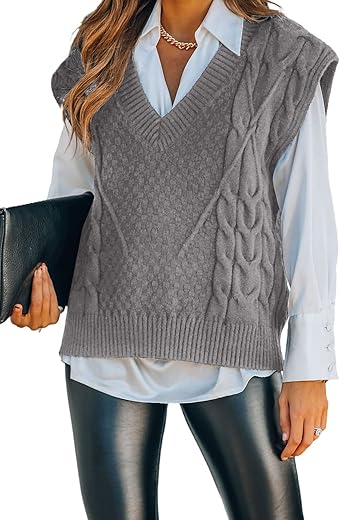 Dokotoo Sweater Vest Women Knitted V Neck Oversized Sweaters Sleeveless Knitwear Tank Tops