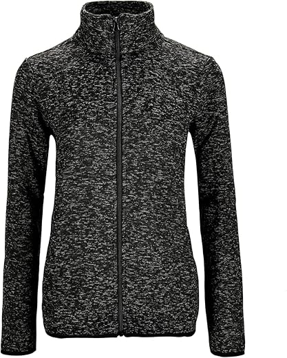 Dolcevida Women'S Long Sleeve Sweater Fleece Zip Up Speckled Jacket With Pockets