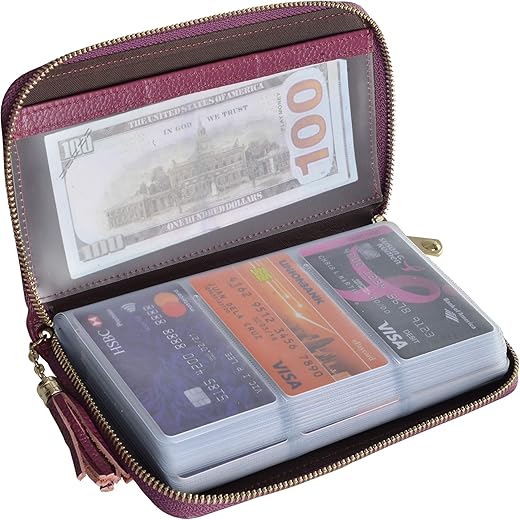 Easyoulife Credit Card Holder Wallet Womens Zipper Leather Case Purse Rfid Blocking