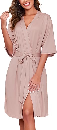 Ekouaer Short Robes For Women Lightweight Kimono Robes Knit Bathrobe Soft Sleepwear With Pockets S-Xxl