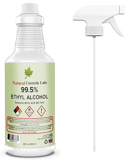 Ethyl Alcohol 99.5% Denatured 40-B 200 Proof Alcohol By Natural Cosmetic Labs | Made In The Usa | 32Oz Spray Bottle - Pack Of 1